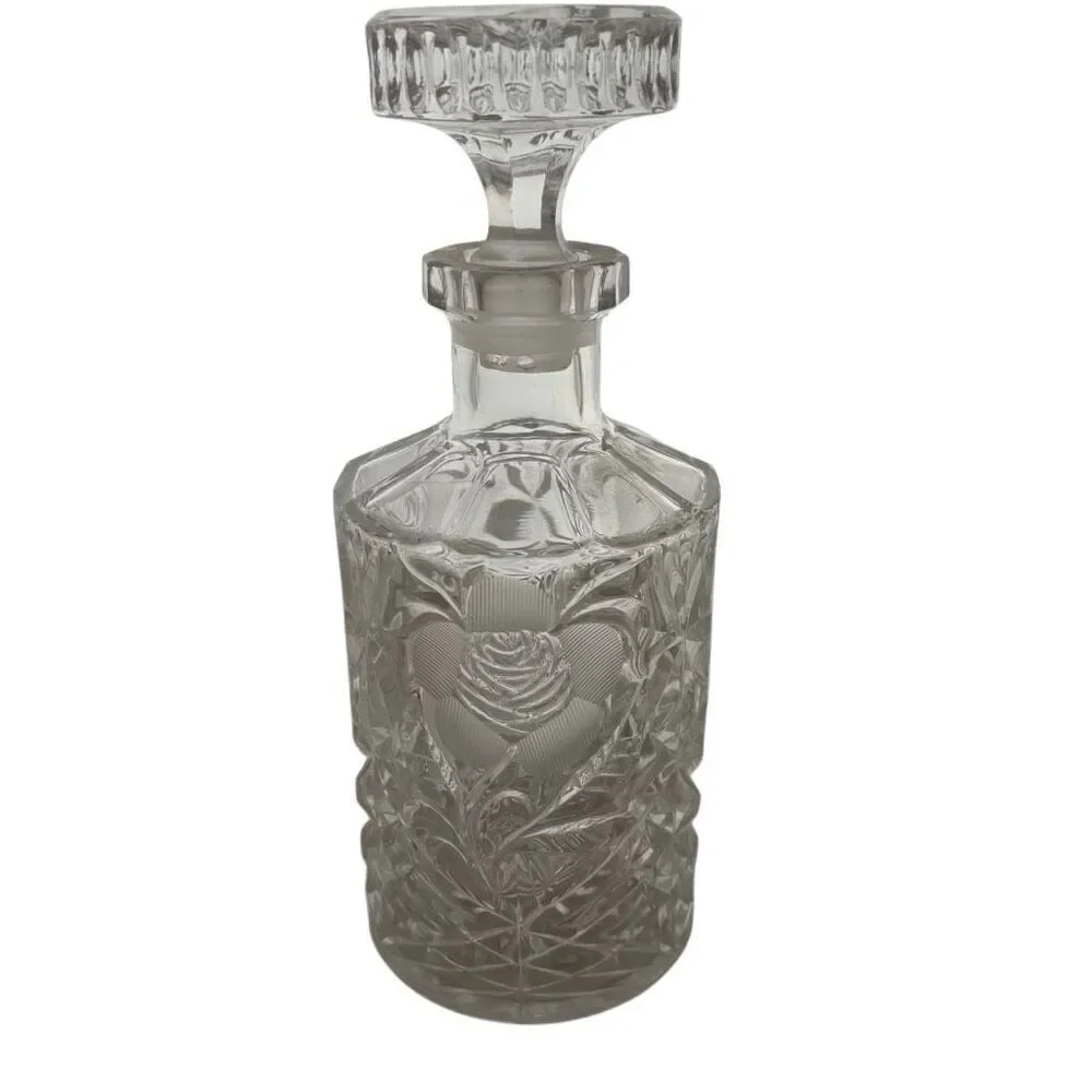 Vintage Etched Glass Daisy Flower Decanter *Read*